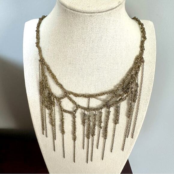 Zara Necklace Fringe Festival 70s 90s Chain Choker Statement Boho Bohemian - Picture 9 of 14
